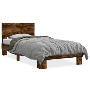 vidaXL Bettgestell R&auml;uchereiche 90x200 cm Holzwerkstoff und Metall