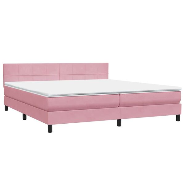 vidaXL Boxspringbett mit Matratze Rosa 180x210 cm Samt