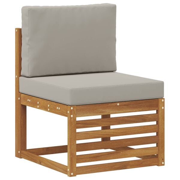 vidaXL Ecksofa Set 8 pcs Nat&uuml;rlich und Hellgrau Massivholz Akazie