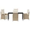 vidaXL Garten Essgruppe mit Kissen 5 pcs Beige Poly-Rattan