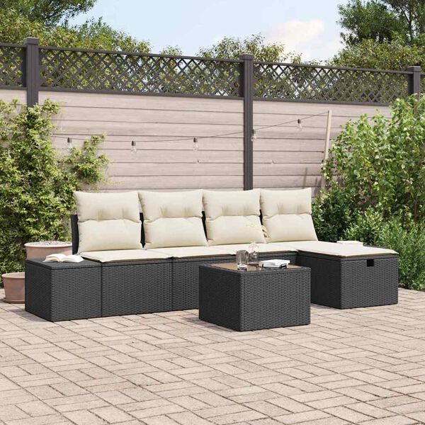 vidaXL Sofa Set mit Kissen 6 pcs Poly-Rattan