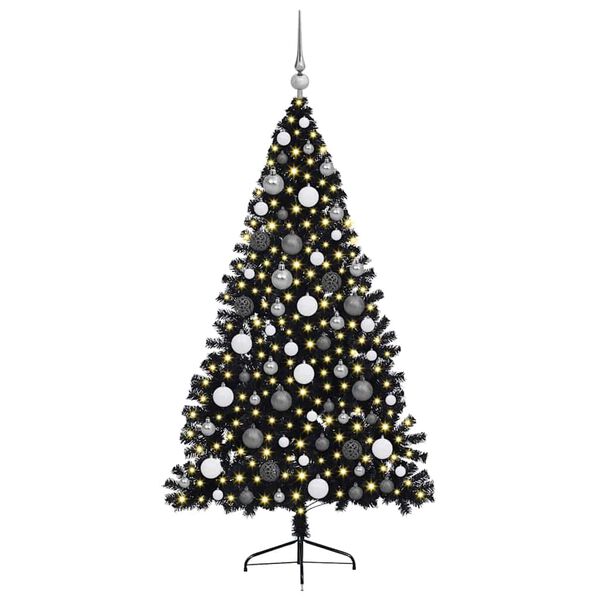 vidaXL K&uuml;nstlicher vorbeleuchteter Weihnachtsbaum Schwarz 180 cm PVC