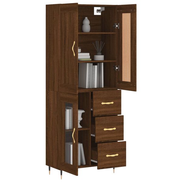 vidaXL Highboard Braun Eichen-Optik 69,5x34x180 cm Holzwerkstoff