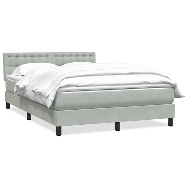 vidaXL Boxspringbett mit Matratze Hellgrau 160x210 cm Samt