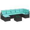vidaXL Sofa Set mit Kissen 8 pcs Schwarz und T&uuml;rkis Poly-Rattan