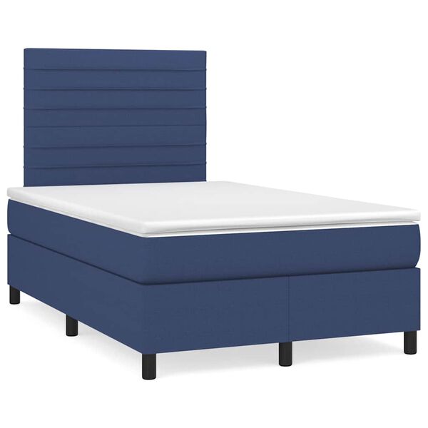vidaXL Boxspringbett mit Matratze & LED Blau 120x190 cm Stoff