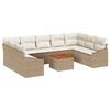 vidaXL Gartensofa-set mit Speicher 10 pcs Beige und Creme Poly-Rattan