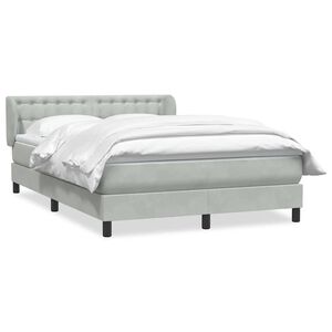 vidaXL Boxspringbett mit Matratze Hellgrau 160x210 cm Samt