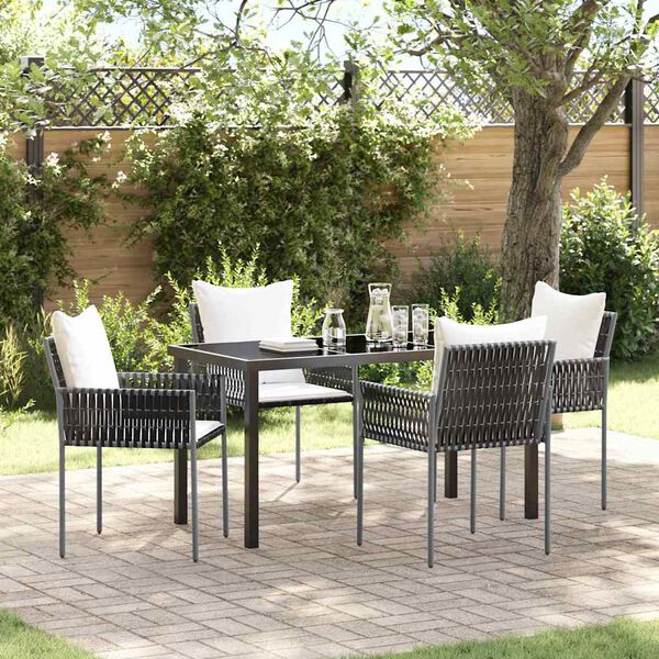 vidaXL Garten Essgruppe 5 pcs Braun und Schwarz PE-Rattan