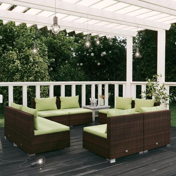 vidaXL 8-tlg. Garten-Lounge-Set mit Kissen Poly Rattan Braun