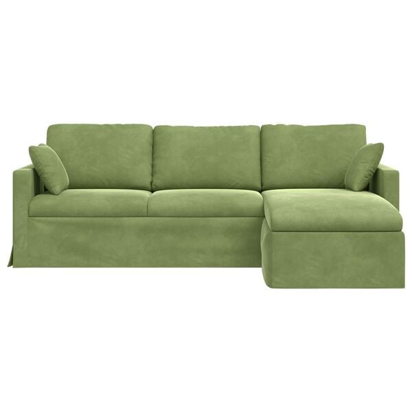vidaXL Sofa Hellgr&uuml;n 198 x 134 x 80 cm Samt
