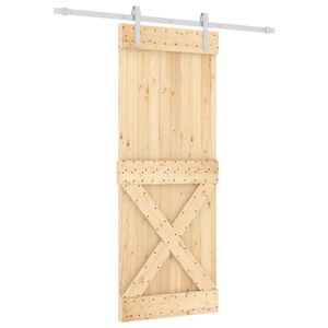 vidaXL Schiebet&uuml;r 80 x 210 cm Massivkiefer (Unbehandelt)