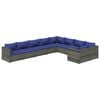 vidaXL 9-tlg. Garten-Lounge-Set mit Kissen Poly Rattan Grau