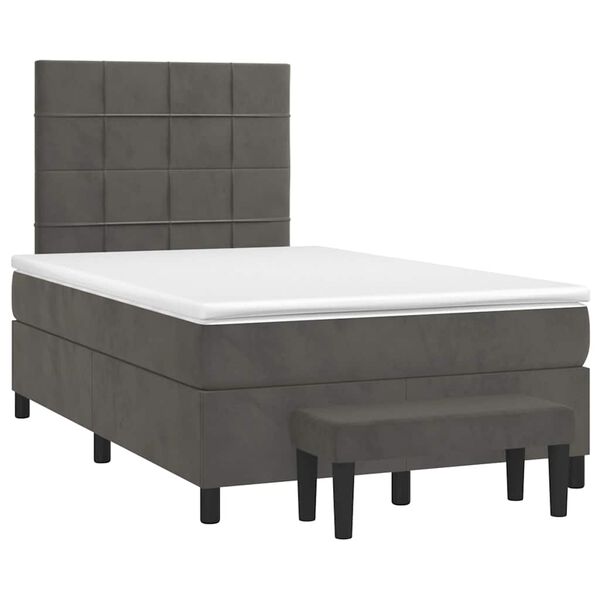 vidaXL Boxspringbett mit Matratze Dunkelgrau 120x190 cm Samt