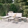 vidaXL 6-tlg. Garten-Lounge-Set mit Kissen Poly Rattan Grau