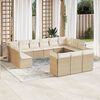 vidaXL 13-tlg. Garten-Sofagarnitur mit Kissen Beige Poly Rattan