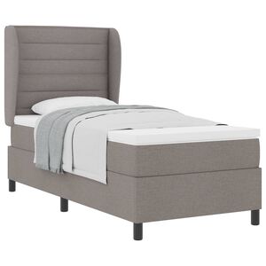 vidaXL Boxspringbett mit Kopfteil Taupe 90 x 190 cm Stoff