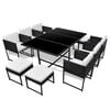 vidaXL 11-tlg. Garten-Essgruppe mit Auflagen Poly Rattan Schwarz