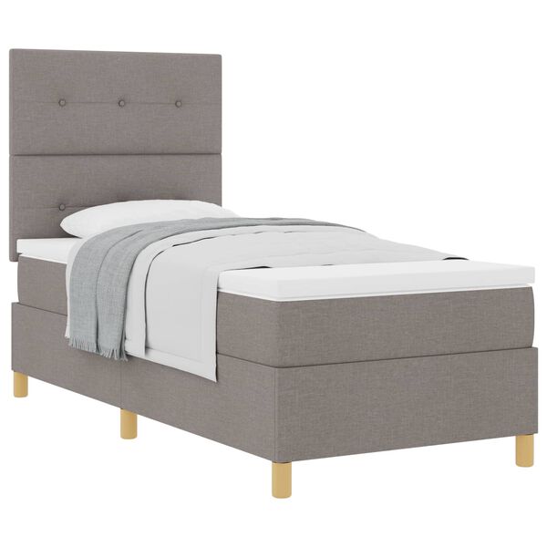 vidaXL Boxspringbett mit Matratze mit Kopfteil Taupe 80 x 200 cm Stoff