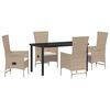 vidaXL Garten Essgruppe mit Kissen 5 pcs Beige Poly-Rattan