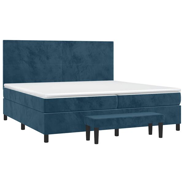 vidaXL Boxspringbett mit Matratze Dunkelblau 200x200 cm Samt