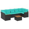 vidaXL 8-teiliges Gartensofa-Set mit Kissen, schwarzes Polyrattan