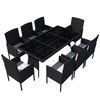 vidaXL 9-tlg. Garten-Essgruppe mit Kissen Poly Rattan Schwarz