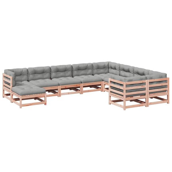 vidaXL 10-tlg. Garten-Sofagarnitur mit Kissen Massivholz Douglasie