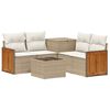 vidaXL Sofa Set 6 stk. Beige und Cremewei&szlig; Polyrattan und Stahl