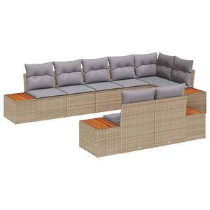 vidaXL Gartensofa-set mit Kissen 8 pcs Beige und Hellgrau Polyrattan