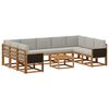 vidaXL Outdoor-Sofagarnitur mit Kissen 10 pcs Nat&uuml;rlich und Hellgrau
