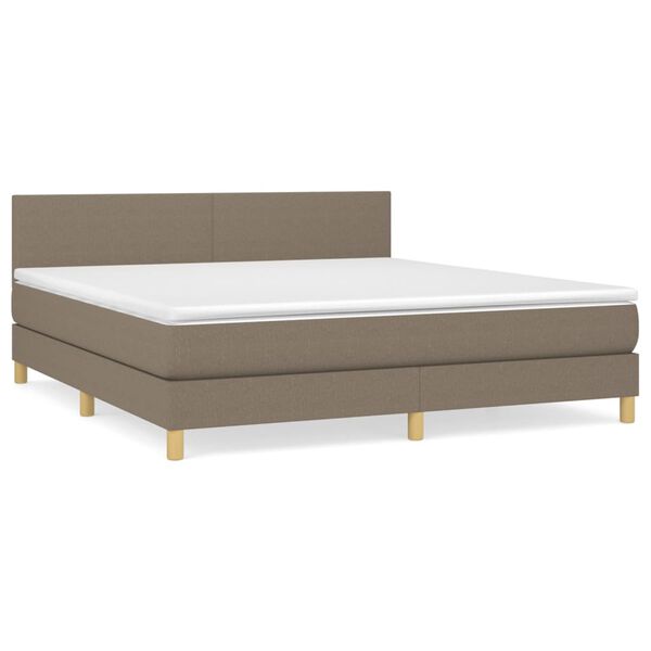 vidaXL Boxspringbett mit Matratze Taupe 180x200 cm Stoff