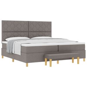 vidaXL Boxspringbett mit Matratze Taupe 200 x 200 cm Stoff