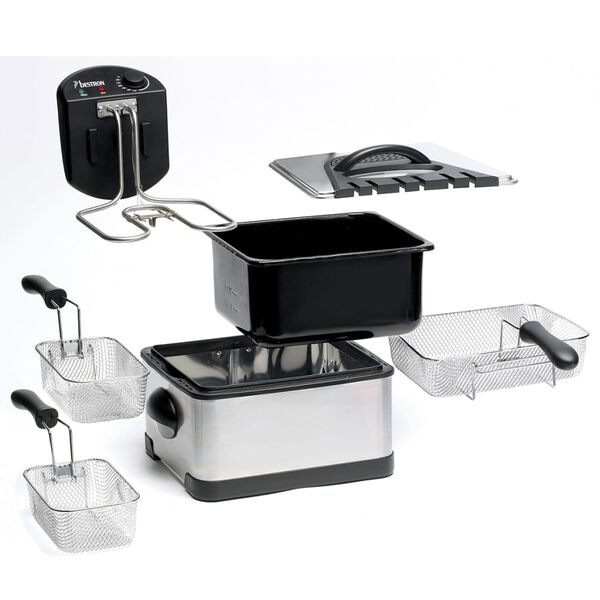 Bestron DF402B Extra gro&szlig;e Fritteuse 2000 W mit 3 Frittierk&ouml;rben