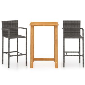 vidaXL 3-tlg. Gartenbar-Set Grau