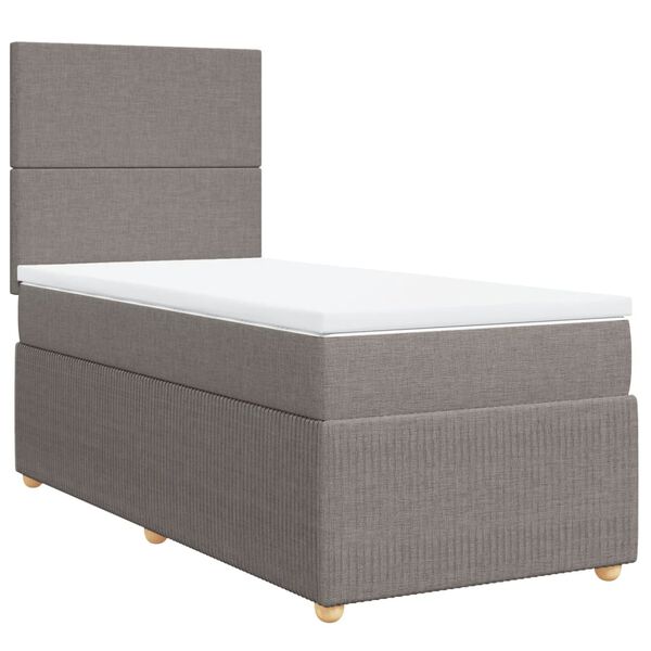 vidaXL Boxspringbett mit Matratze Taupe 90x190 cm Stoff