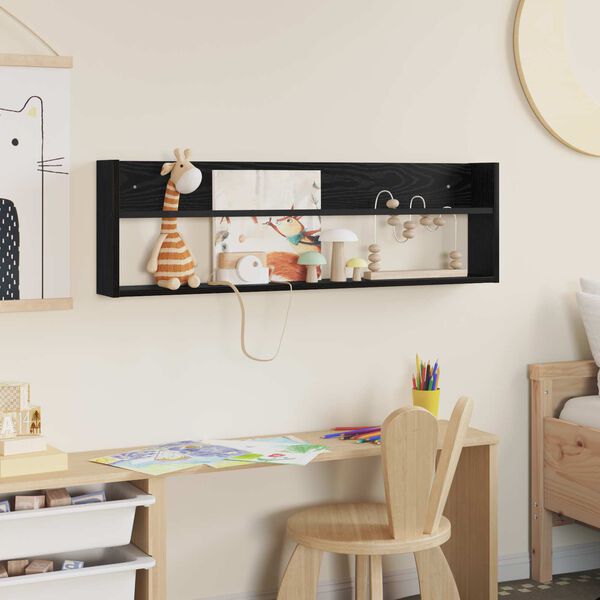 vidaXL Magazinregal mit Regal Schwarz Eichen-Optik 100 x 12 x 30 cm