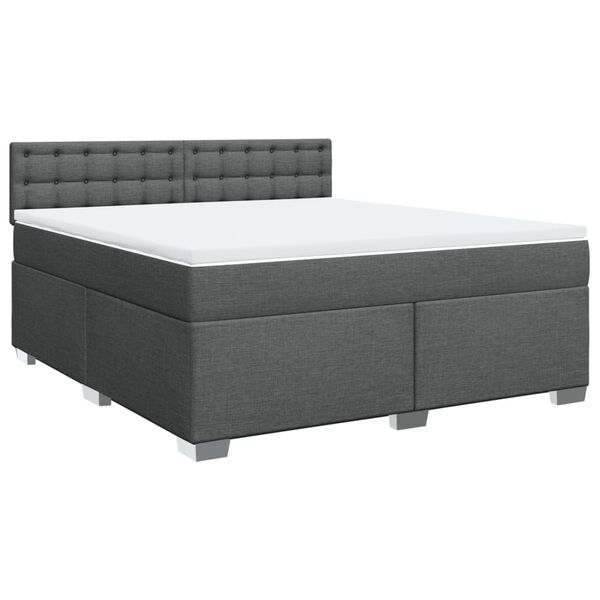 vidaXL Boxspringbett mit Matratze Dunkelgrau 180x200 cm Stoff