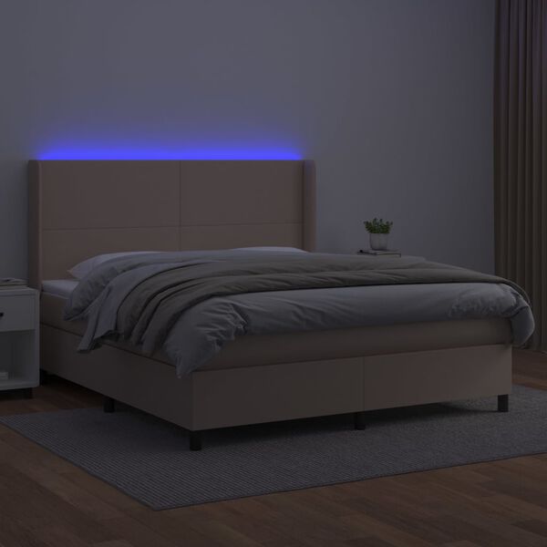 vidaXL Boxspringbett mit Matratze & LED Cappuccino-Braun 180x200cm