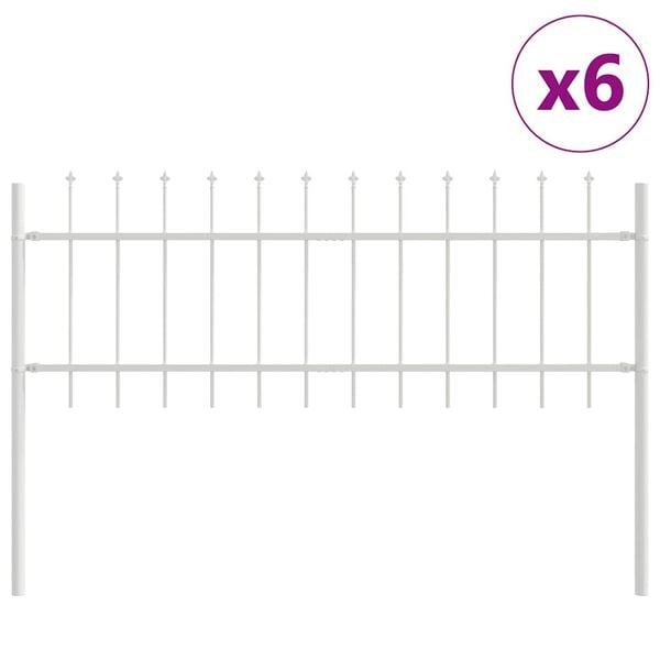 vidaXL Gartenzaun Weiß 10.2 x 0.6 m Pulverbeschichteter Stahl