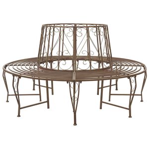 vidaXL Baumbank 8-Sitzanzahl &Oslash; 160 x 89 cm Stahl Antikbraun Rund