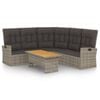 vidaXL 2-tlg. Garten-Lounge-Set mit Kissen Grau Poly Rattan