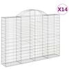 vidaXL Gabionen mit Hochbogen 14Stk. 200x30x140/160cm Verzinktes Eisen