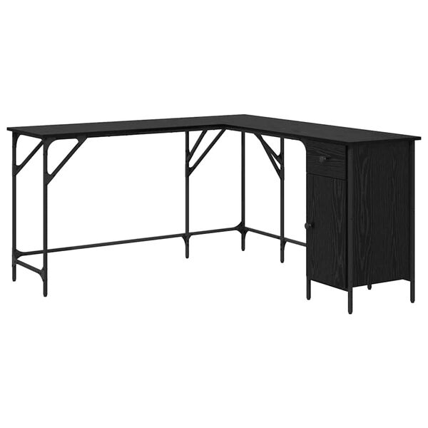 vidaXL Schreibtisch Schwarz Eichen-Optik 141 x 141 x 75 cm