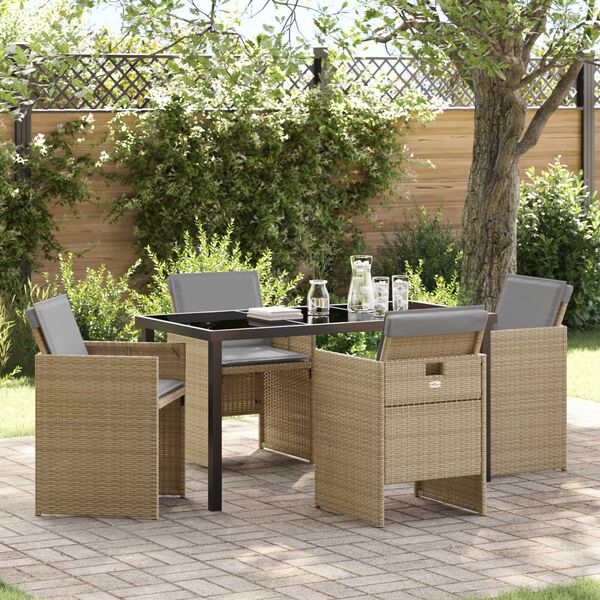 vidaXL Garten Essgruppe 5 pcs Beige Poly-Rattan