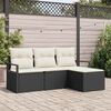 vidaXL Sofa Set mit Kissen 4 pcs Schwarz und Creme Poly-Rattan