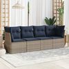 vidaXL 4-tlg. Garten-Sofagarnitur mit Kissen Grau Poly Rattan