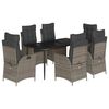 vidaXL 7-tlg. Garten-Essgruppe mit Kissen Grau Poly Rattan