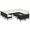 vidaXL 12-tlg. Garten-Lounge-Set mit Auflagen Poly Rattan Schwarz