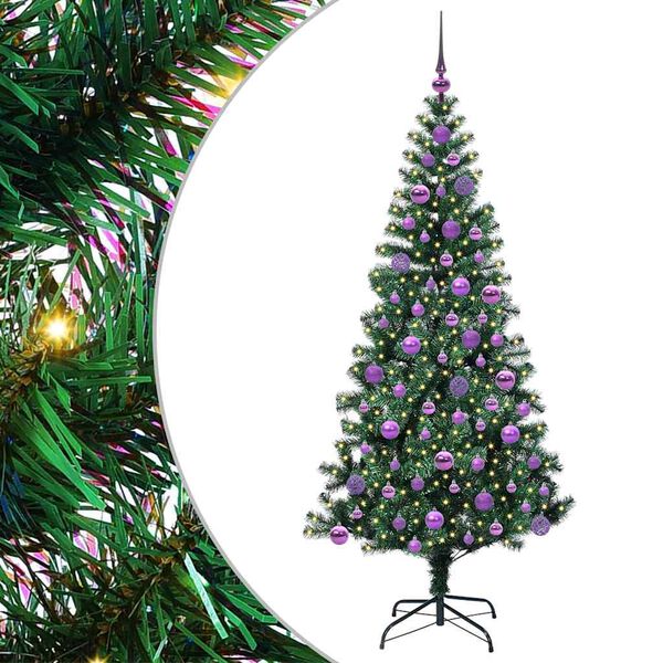 vidaXL K&uuml;nstlicher vorbeleuchteter Weihnachtsbaum Gr&uuml;n 180 cm